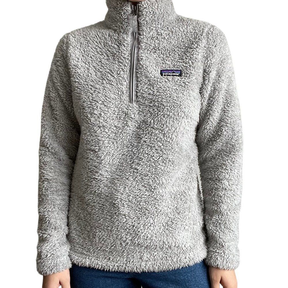 Patagonia Womens Light Gray Deep Pile Quarter Zip Fleece Sweatshirt Sz M - Picture 4 of 8